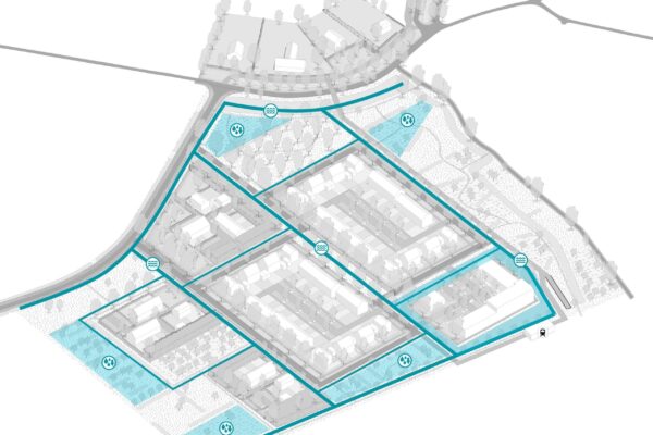 Axonometrie thema water - Landelijk wijk Bendelaar, Ravenstein
